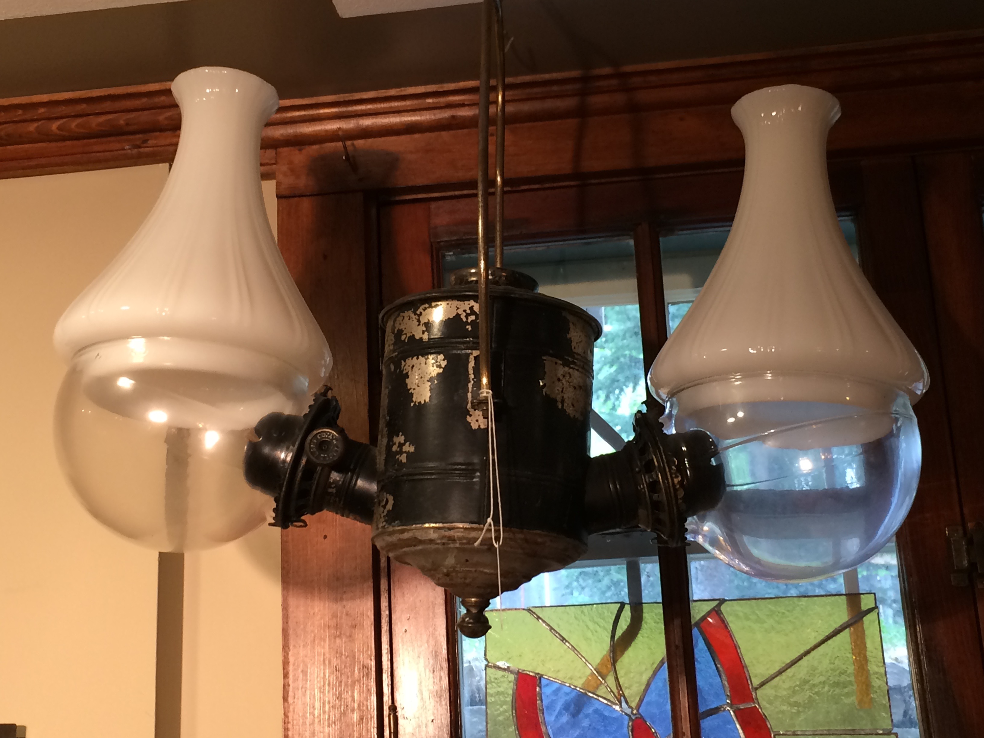 Angle Oil Lamp Ca. 1880 Rewired. Archer's AntiquesArcher's Antiques