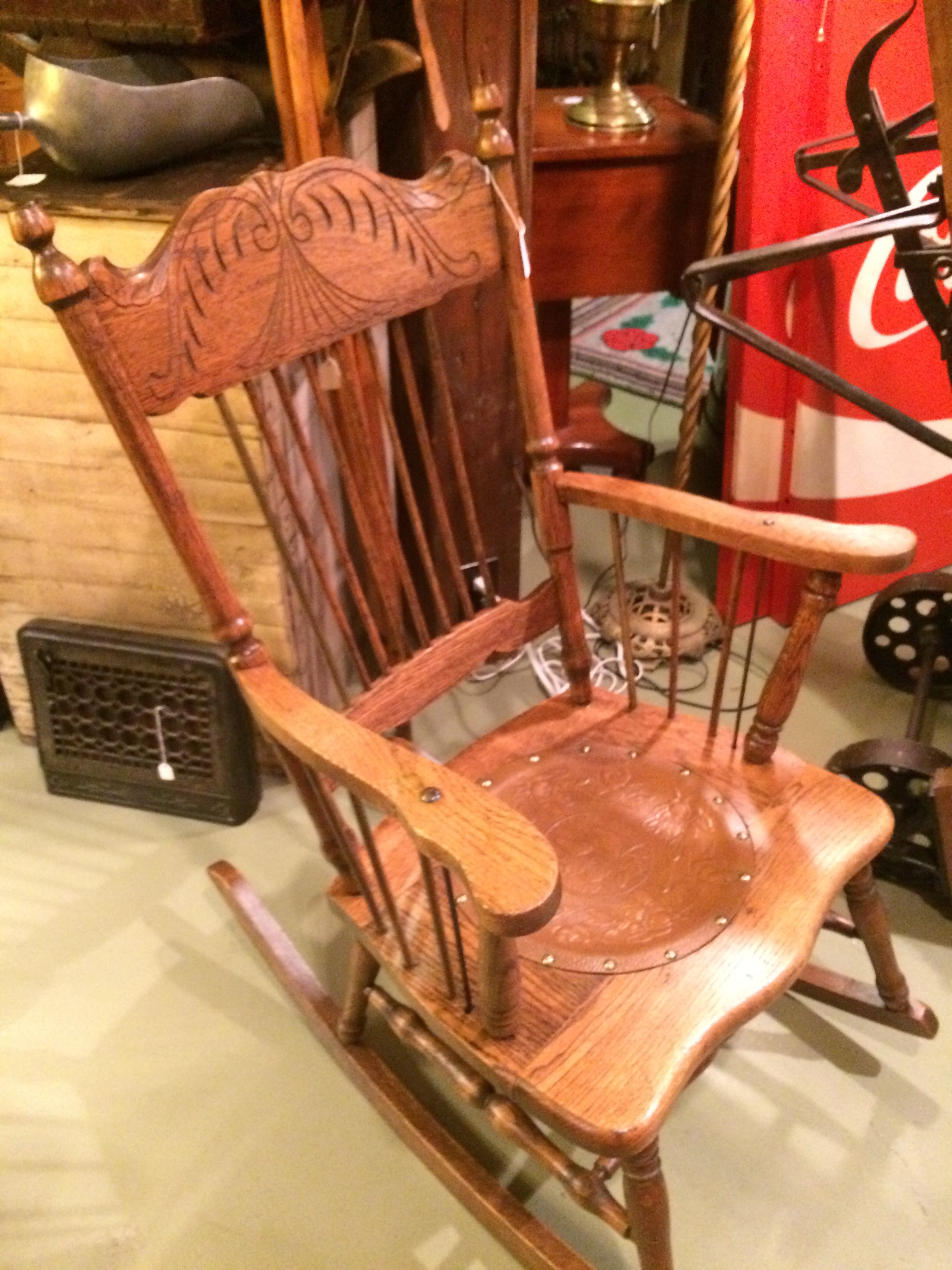 Rocking Chair - Ca 1900 - pressed back - restored - Archer's