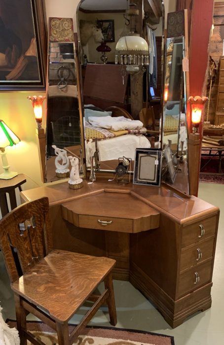 Art Deco Oak Dressing Table Suite Ca 1930s